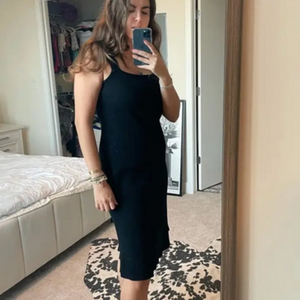 ELOQUII black Ribbed Knit Dress